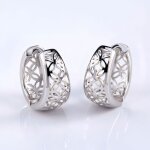 Boucles doreilles - femme - cr�oles - motif - fleur - argent 925 / 1000 - 15 mm