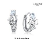 Boucles doreilles - femme - croles - papillon - cristal - blanc - argent 925 / 1000 - 15 mm