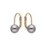 Boucles doreilles - femme - dormeuses - perle - majorque - grise - 8 mm - plaqué or jaune 750 / 1000 ... Boucles doreilles - femme - dormeuses - perle - majorque - grise - 8 mm - plaqué or jaune 750 / 1000 ...