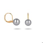 Boucles doreilles - femme - dormeuses - perle - majorque - grise - 8 mm - plaqu� or jaune 750 / 1000 ...