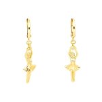Boucles doreilles - femme / enfant - pendantes - danseuse - ballet - plaqu or jaune 750 / 1000 - 3 microns ...