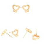 Boucles doreilles - femme / enfant - puces - coeur - �vid� - plaqu� or jaune 750 / 1000 - 3 microns - ...