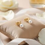 Boucles doreilles - femme / enfant - puces - perle - blanche - plaqu� or jaune 750 / 1000 - 3 microns ...