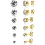 Boucles doreilles femme homme argent or noir 12pcs gemme brillante boucle doreilles 18k or argent noir ...