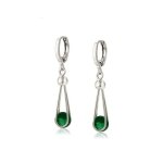 Boucles doreilles - femme - pendantes - cristal - vert - émeraude - argent fin 925 / 1000 - 35 x 5 mm ... Boucles doreilles - femme - pendantes - cristal - vert - émeraude - argent fin 925 / 1000 - 35 x 5 mm ...