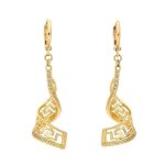 Boucles doreilles - femme - pendantes - spirale - grecque ? plaqu� or jaune 750 / 1000 - 45 mm