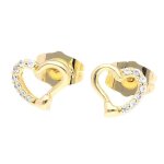 Boucles doreilles - femme - puces - coeur - vid - cristal - blanc - plaqu or jaune 750 / 1000 - 9 ...
