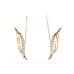 Boucles doreilles - femme - puces - contour lobe - cristal - blanc - plaqu� or jaune 750 / 1000 - 3 microns ...