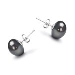 Boucles doreilles - femme - puces - perle de culture - noire - 8 mm - argent 925 / 1000 - massif Boucles doreilles - femme - puces - perle de culture - noire - 8 mm - argent 925 / 1000 - massif