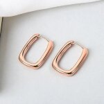 Boucles doreilles gomtriques en forme de o or rose pour femmes ? croles rectangles en argent ? cadeau ...