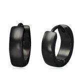 Boucles doreilles homme en acier inoxydable noir bombé Boucles doreilles homme en acier inoxydable noir bombé