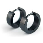 Boucles doreilles homme acier plaqu� noir � clips
