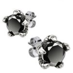 Boucles doreilles pour homme en acier et zircon noir - griffe daigle gothique Boucles doreilles pour homme en acier et zircon noir - griffe daigle gothique