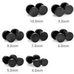 Boucle doreille homme ado acier - punk - puce ronde noire - vis clou - 8mm
