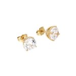 Boucles doreilles - homme / femme - puces - solitaire - blanc - 10 mm - plaqué or jaune 750 / 1000 - ... Boucles doreilles - homme / femme - puces - solitaire - blanc - 10 mm - plaqué or jaune 750 / 1000 - ...