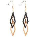 Boucles doreille i90ez bijoux - or rose 18 carats plaqu - s925 argent crochet bar goutte teardrop