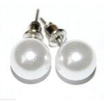 Boucles doreilles - imitation perle de culture - blanc nacr� 10mm