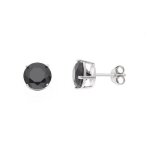 Boucles doreilles - lova lola van der keen - solitaire noir - argent massif 925 - diamant de synth�se ...
