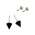 Boucles doreilles - noname - pointe noire - cristaux de bohme - 9x8mm - attache piercing