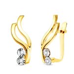 Boucles doreilles en or jaune 18 carats avec anneaux ondul�s de 16 mm et zircon cubique.