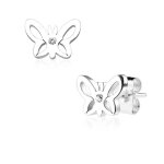 Boucles doreilles papillon cristal 9x7mm en acier chirurgical 316l