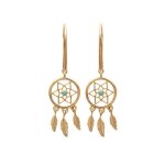 Boucles doreilles pendantes attrape rêve turquoise plaqué or 18 carats Boucles doreilles pendantes attrape rêve turquoise plaqué or 18 carats
