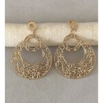 Boucles doreilles pendantes - bijouxia - ajoures en plaqu or 18 carats - 46 cm - 33 cm - neuf avec ...