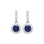 Boucles doreilles pendantes - bijouxia - argent 925 - zirconium bleu - saphir - crochet