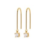 Boucles doreilles pendantes - bijouxia - oxyde de zirconium - plaqu� or 18 carats - 2 cm - 3 mm