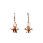 Boucles doreilles pendantes crochets clip ange ensoleill plaqu or rose avec des cristaux autrichiens ...