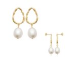 Boucles doreilles perle de culture deau douce plaqu or 18 carats 750 - 1000