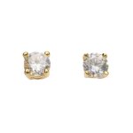 Boucles doreilles plaqu� or et oxyde de zirconium blanc - laval bijoux - clou - puce