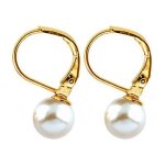 Boucles doreilles plaqu� or - perles de majorque - cyllene fantaisie - laval bijoux