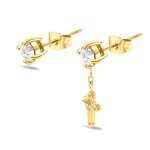 Boucles doreilles police pour homme stoneset peage0036503 pendentif croix en acier inoxydable plaqu� ...