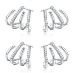 Boucles doreilles  quatre griffes pour femme filles 14k plaqu or boucles doreilles en zircon brillant ...