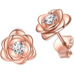 Boucles doreilles rose fleur femme boucle doreille or 18 carats - or rose - argent 925 bijoux hypoallergnique ...
