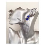 Boucles doreilles - swarovski - boules argent et cristal bleu - argent massif 925 - clou / puce - femme ...