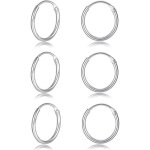 Boucles doreilles anneaux 3 paires boucles doreilles cr�oles en argent sterling 925 hypoallerg�nique ...