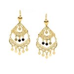 Boucles doreilles - bijouxia - savoyardes orientales - plaqu� or 18 carats - 68 cm - 12 g