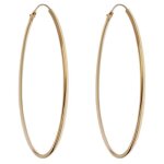 Boucles oreilles cr�oles 50mm plaqu� or 18 carats fil rond 15mm