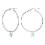 Boucles doreilles - sc crystal - cr�oles - acier inoxydable - cristaux swarovski - 35mm