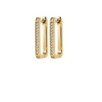 Boucles doreilles croles - bijouxia - rectangulaires - plaqu or 18 carats - oxyde de zirconium - neuf ...