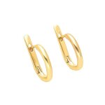 Boucles doreilles - cr�oles - femme - ovales - u - shape - plaqu� or jaune 750 / 1000 - 14 x 10 mm