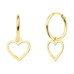 Boucles doreilles croles or 18 carats 750 / 000 jaune - charms coeurs pendants - latelier dazur