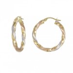 Boucles doreilles croles or tricolore jaune blanc et rose - femme
