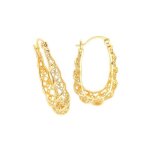 Boucles doreilles - femme - cr�oles - ovales - vintage - plaqu� or jaune 750 / 1000 - 3 microns - 34 ...