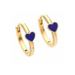 Boucles doreilles - enfant - croles - coeur - cristal - bleu - 12 mm - fermoir clip - plaqu or jaune ...