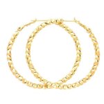 Boucles doreilles - femme - croles - rondes - jonc - cisel - 58 mm - plaqu or jaune 750 / 1000 - 3 ...