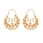 Boucles doreilles créoles savoyarde cz rubis plaqué or 18 carats Boucles doreilles créoles savoyarde cz rubis plaqué or 18 carats