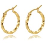 Boucles doreilles cr�oles torsad�es en or jaune 20 mm[991]